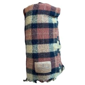 Pendleton Wool Throw Blanket Plaid Check Fringe USA Made Home Collection 50x60